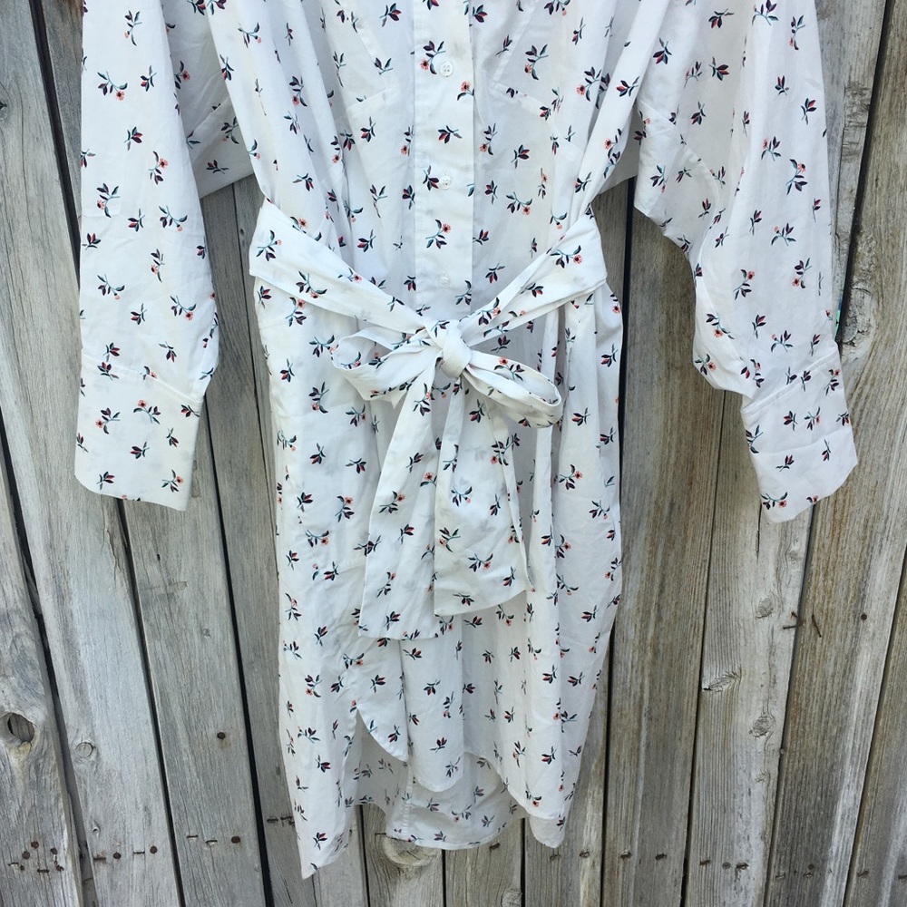 New Munthe Patrina Floral Long Sleeve Stretch Organic Cotton Shirtdress White 36 - Picture 10 of 16